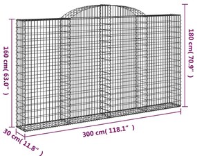 Cestos gabião arqueados 2pcs 300x30x160/180cm ferro galvanizado