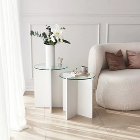 Mesas de Aninhamento Lily – Branco – Diâmetro: 40 cm, Altura: 45 cm/50