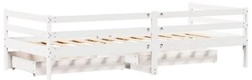 Sofá-cama c/ gavetas 90x200cm madeira de pinho maciça branco