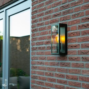 Candeeiro de parede exterior industrial verde escuro com vidro IP44 - Rotterdam