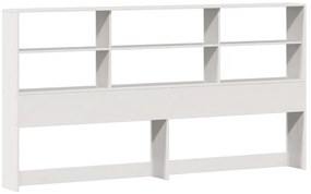 Cama com estante sem colchão 180x200 cm pinho maciço branco