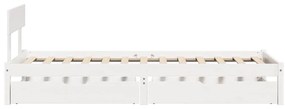 Cama sem colchão 90x190 cm madeira de pinho maciça branco