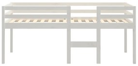 Cama alta 90x190 cm madeira de pinho maciça branco