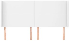 Cabeceira cama c/ abas couro artificial 183x16x118/128cm branco
