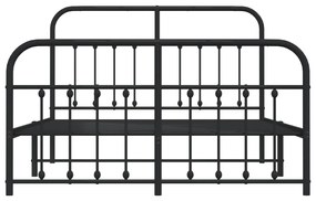 Estrutura de cama com cabeceira e pés 140x190 cm metal preto