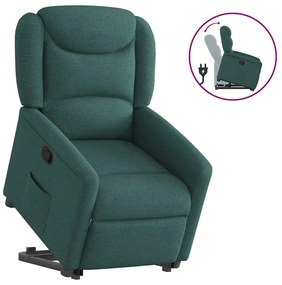vidaXL Poltrona reclinável elevatória tecido verde-escuro
