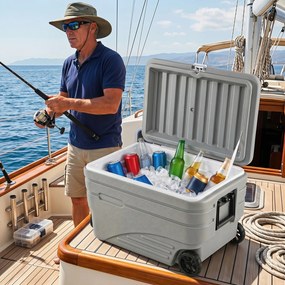Geleira Portátil, 70,5 x 44,5 x 44,5 cm, Grande Capacidade de 80 L, Cinzento