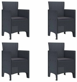 Cadeiras de Jardim com Almofadas 4 pcs Antracite