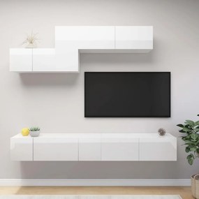vidaXL 6 pcs conjunto de móveis de TV contraplacado branco brilhante