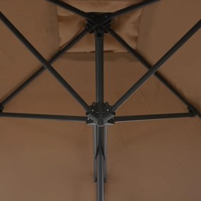 Guarda-sol exterior c/ poste de aço 300 cm cinzento-acastanhado