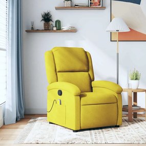 vidaXL Poltrona de massagens reclinável veludo amarelo