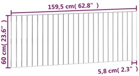 Cabeceira de parede 159,5x3x60 cm madeira de pinho maciça preto