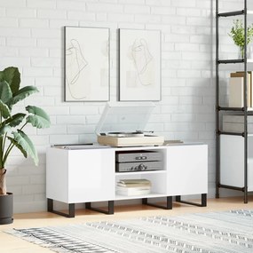 vidaXL Armário p/ discos 121x38x48 cm deriv. madeira branco brilhante