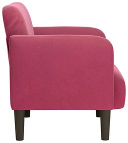 Poltrona com apoio de braços 54 cm veludo vermelho tinto