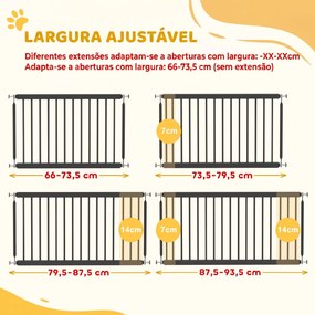 Barreira de Segurança para Cães Pequenos Extensível 67-93,5 cm Altura 45 cm para Portas e Escadas Preto