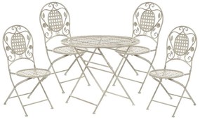 Conjunto de jardim com mesa e 4 cadeiras em metal branco sujo BIVIO Beliani