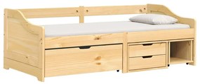 Sofá-cama com 3 gavetas 90x200 cm madeira de pinho maciça IRUN