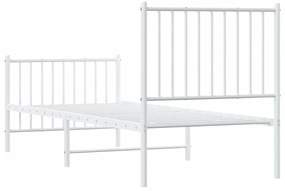 Estrutura de cama com cabeceira e pés 75x190 cm metal branco