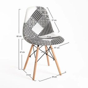Cadeira Tower Patchwork - Patchwork branco e preto