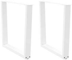 Mesa de jantar pernas 2pcs forma de V 80x(72-73,3)cm aço branco