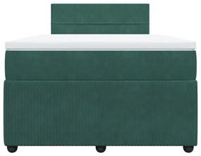 Cama boxspring com colchão 120x190 cm veludo verde-escuro