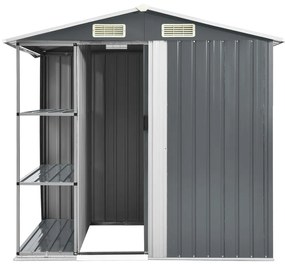 Abrigo de jardim c/ prateleiras 205x130x183 cm ferro cinzento