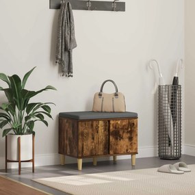 vidaXL Banco de Hall com almofada Carvalho Defumado 60 x 38 x 46 cm
