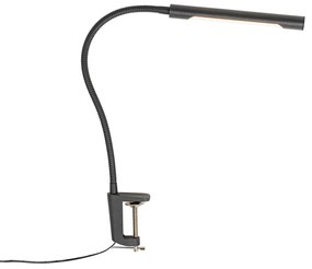 Candeeiro de mesa de braçadeira preto com LED e dimmer tátil - Lionard Moderno