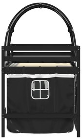Cama alta criança c/ túnel 90x200 cm pinho maciço branco/preto