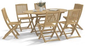7 pcs conjunto de jantar para jardim madeira de acácia maciça