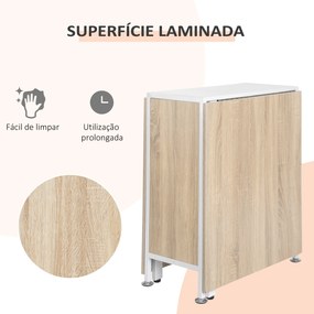 Mesa Dobrável (CADEIRAS NÃO INCLUIDAS) de Arrumação 4 Prateleiras para Sala de Jantar Sala de Estar Mesa Auxiliar de Madeira 169x62x75 cm Carvalho e B