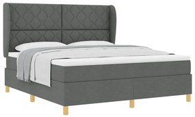 Cama Box com Colchão - Cinza Escuro, 180x200 cm, Tecido