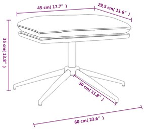 Apoio de pés tecido de microfibra 60x60x35 cor creme