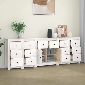 Aparador 230x35x80 cm madeira de pinho maciça branco
