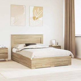 vidaXL Estrutura da Cama com gaveta com cabeceira Madeira processada