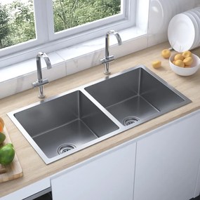 vidaXL Lava-louça de cozinha artesanal aço inoxidável