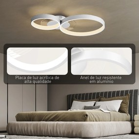 Candeeiro de Teto LED 40W Candeeiro Moderno com Iluminação LED 3000K/4000K/6500K 59x38x7,4 cm Branco
