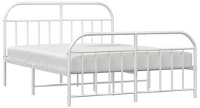 Estrutura de cama com cabeceira e pés 140x200 cm metal branco