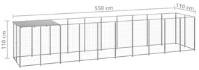 Canil para cães 6,05 m² aço prateado