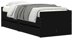 Estrutura de cama com gavetas 90x190 cm preto