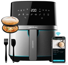 Fritadeira sem óleo Cecofry Full Inox 5500 Connected Pack airfryer digital, com acabamentos em aço inoxidável, sem óleo, zona de cozedura de 5,5 L, te