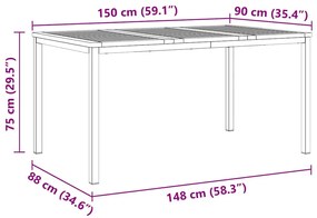Conjunto de Jantar de Jardim 7 Peças em Madeira de Acácia e Aço Inoxid