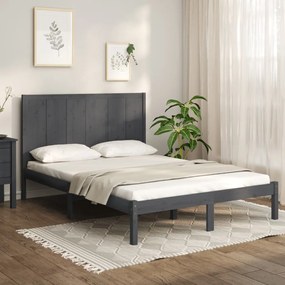 vidaXL Estrutura de cama 120x200 cm madeira de pinho maciça cinzento