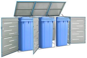 vidaXL Abrigo triplo para caixotes do lixo 207x77,5x112,5 cm aço inox