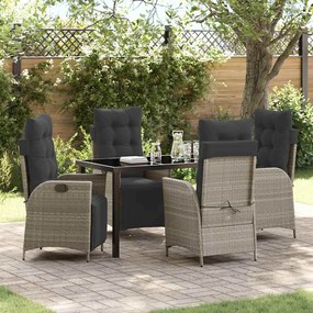 vidaXL Conjunto de Jantar de Jardim com 5 Peças em Rattan Cinza Claro