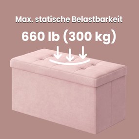 Banco com espaço de arrumação em veludo 38 x 76 x 38 cm rosa