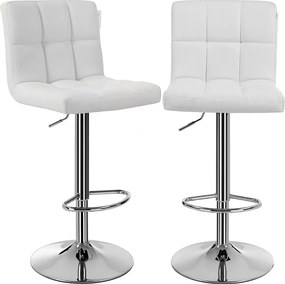 Conjunto de 2 bancos de bar 44,5 x (95-115) x 38 cm em imitação de couro branco
