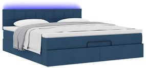 Estrutura de cama otomana com colchão 160x200 cm tecido azul
