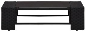 11 pcs conjunto lounge de jardim c/ almofadões vime PE preto