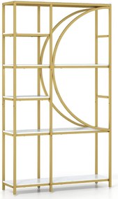 Estante de 6 níveis 100 x 30 x 177 cm com prateleiras de armazenamento abertas Branca e dourado